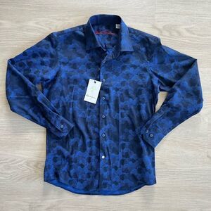 Robert Graham Banfield Clouds Dress Shirt Button Up Boys L 14-16 NWT Navy